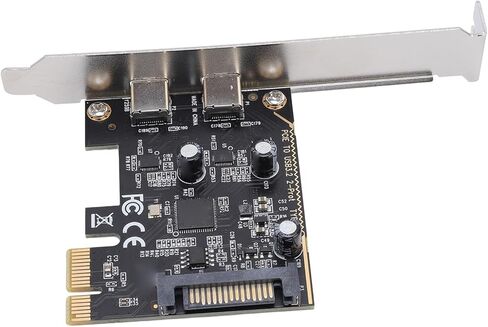 بطاقة توسيع Pomya بمنفذين USB 3.2 الجيل الأول من النوع C PCIe، نقل بيانات عالي السرعة بسرعة 5 جيجابت في الثانية مع شريحة ASM1042، لا حاجة إلى طاقة خارجية، لأجهزة الكمبيوتر المكتبية 7 8 10 in Kuwait