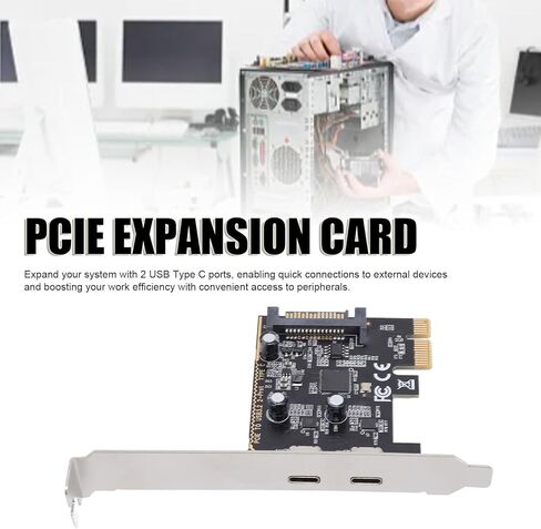 بطاقة توسيع Pomya بمنفذين USB 3.2 الجيل الأول من النوع C PCIe، نقل بيانات عالي السرعة بسرعة 5 جيجابت في الثانية مع شريحة ASM1042، لا حاجة إلى طاقة خارجية، لأجهزة الكمبيوتر المكتبية 7 8 10 in Kuwait
