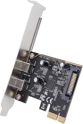 بطاقة توسيع Pomya بمنفذين USB 3.2 الجيل الأول من النوع C PCIe، نقل بيانات عالي السرعة بسرعة 5 جيجابت في الثانية مع شريحة ASM1042، لا حاجة إلى طاقة خارجية، لأجهزة الكمبيوتر المكتبية 7 8 10 in Kuwait