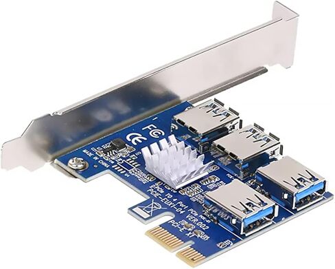 بطاقة محول Pci e Pci Express إلى 4 منافذ USB 3.0 موسع التعدين لأجهزة الكمبيوتر المكتبية المتوافقة مع فتحة e 1x لنقل البيانات بسرعة عالية in Kuwait