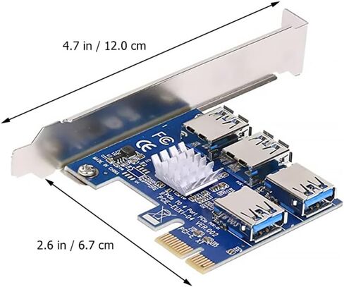 بطاقة محول Pci e Pci Express إلى 4 منافذ USB 3.0 موسع التعدين لأجهزة الكمبيوتر المكتبية المتوافقة مع فتحة e 1x لنقل البيانات بسرعة عالية in Kuwait