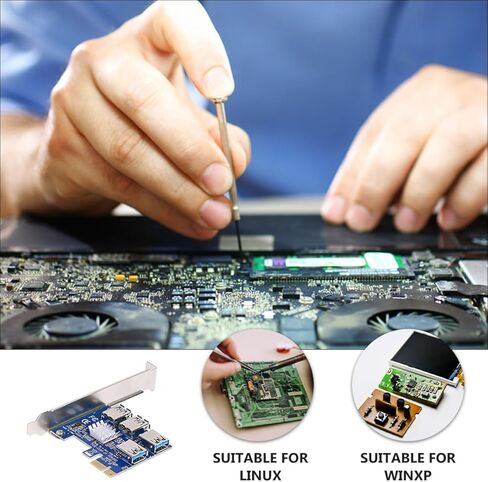 بطاقة محول Pci e Pci Express إلى 4 منافذ USB 3.0 موسع التعدين لأجهزة الكمبيوتر المكتبية المتوافقة مع فتحة e 1x لنقل البيانات بسرعة عالية in Kuwait