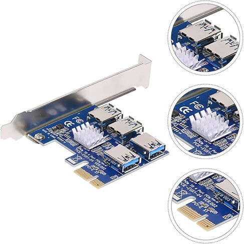 بطاقة محول Pci e Pci Express إلى 4 منافذ USB 3.0 موسع التعدين لأجهزة الكمبيوتر المكتبية المتوافقة مع فتحة e 1x لنقل البيانات بسرعة عالية in Kuwait