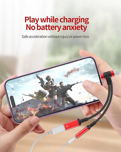 محول شاحن صوت Lightning USB C إلى 3.5 ملم لهاتف iPhone 16 15 14 13 Pro Max (2in1) كابل مقسم AUX لسماعات الرأس لشحن سلك Apple متوافق مع Samsung S25 S24 Dual Port iPad in Kuwait