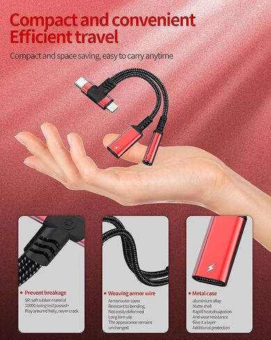 محول شاحن صوت Lightning USB C إلى 3.5 ملم لهاتف iPhone 16 15 14 13 Pro Max (2in1) كابل مقسم AUX لسماعات الرأس لشحن سلك Apple متوافق مع Samsung S25 S24 Dual Port iPad in Kuwait