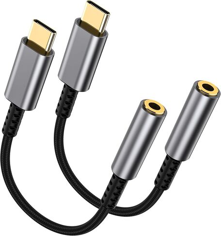 USB C to 3.5mm Headphone Jack Adapter, HiFi 2 Pack Type C to Aux Audio Dongle, Aux to USBC Adapter Compatible with iPhone 17/16/15 Pro Max/Plus, Samsung S25/S24/S23/Ultra, iPad, MacBook, Pixel in Saudi Arabia