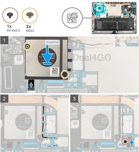 Deal4GO GPU مروحة تبريد الرسومات الجانب الأيسر PGV79 0PGV79 بديلة لجهاز Dell Latitude 7320 2 في 1 اللوحي القابل للفصل in Kuwait