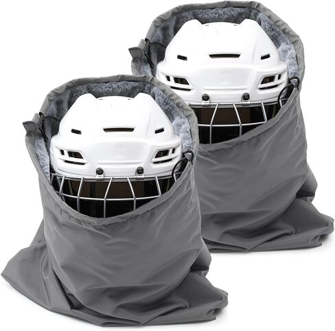 2 Pcs Hockey Helmet Bag with Fleece Lining, Waterproof, Microfiber, with Drawstring Locking, Large Capacity, Lightweight, for Sports Hockey Football Welding Motorcycle Bicycle Helmet in Saudi Arabia