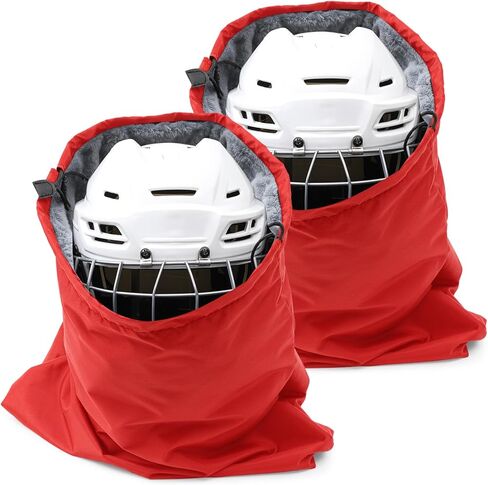 2 Pcs Hockey Helmet Bag with Fleece Lining, Waterproof, Microfiber, with Drawstring Locking, Large Capacity, Lightweight, for Sports Hockey Football Welding Motorcycle Bicycle Helmet in Saudi Arabia