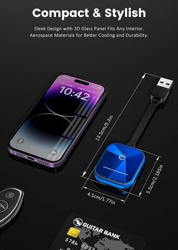 2 in 1 Carplay Wireless Adapter, Converts Wired to Wireless Carplay Adapter for iPhone/Android Auto Wireless Adapter, Near-Zero Latency, Plug and Play for Cars from 2017,Compatible iOS 10+/Android 11+ in Saudi Arabia
