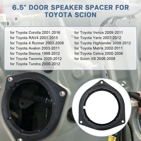 6.5 Inch Hollow Speaker Spacer Adapter with Foam Rings,Car Door Speaker Spacers Compatible with Toyota Corolla RAV4 Yaris Sienna 4Runner Scion Audio Baffle Mount Hole Center Dist 5.16" in Saudi Arabia