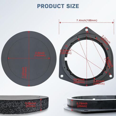 6.5 Inch Hollow Speaker Spacer Adapter with Foam Rings,Car Door Speaker Spacers Compatible with Toyota Corolla RAV4 Yaris Sienna 4Runner Scion Audio Baffle Mount Hole Center Dist 5.16" in Saudi Arabia