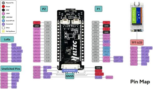 Heltec Mesh Node T114 V2 Tracker nRF52840 SX1262 LoRa Bluetooth 5.0 LoRaWAN مجموعة لوحة تطوير 1.14 بوصة شاشة LCD متوافقة مع Meshtastic Arduino in Kuwait