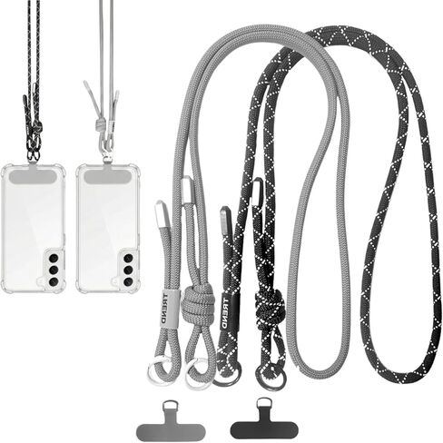 2 Pack Phone Lanyard Hands Free Crossbody Neck Rope for Teachers Travel Anti Drop Cell Phone Strap with Durable Pads Black Grey in Kuwait