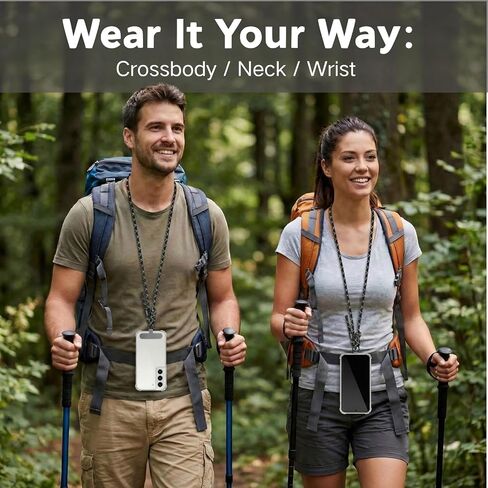 2 Pack Phone Lanyard Hands Free Crossbody Neck Rope for Teachers Travel Anti Drop Cell Phone Strap with Durable Pads Black Grey in Kuwait