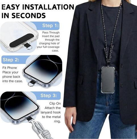 2 Pack Phone Lanyard Hands Free Crossbody Neck Rope for Teachers Travel Anti Drop Cell Phone Strap with Durable Pads Black Grey in Kuwait