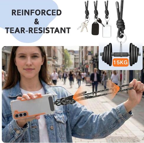 2 Pack Phone Lanyard Hands Free Crossbody Neck Rope for Teachers Travel Anti Drop Cell Phone Strap with Durable Pads Black Grey in Kuwait