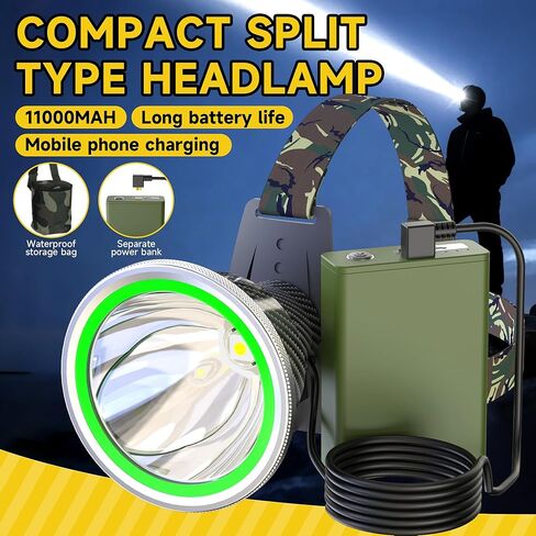 Coon Hunting Lights High Power LED Headlamp Super Bright High Lumens 11000mAh Rechargeable Headlight Waterproof Head Spotlight Torch for Fishing Camping in Saudi Arabia