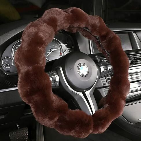 Warm Plush Steering Wheel Cover Universal Soft Fluffy Handbrake Shift Cover, Winter-Ready Comfortable, Fits Most Vehicles for Men Women, Auto Accessories in Saudi Arabia