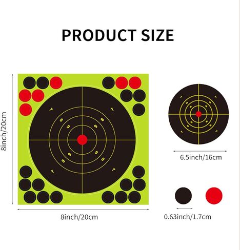 أهداف إطلاق النار المتناثرة مقاس 8 × 8 بوصة - أهداف تفاعلية مع ملصقات متفجرة وتصحيحية فلورسنت - مصممة لتدريبات الرماية وممارسة الهدف - للاستخدام الداخلي والخارجي (25 حزمة) in Kuwait