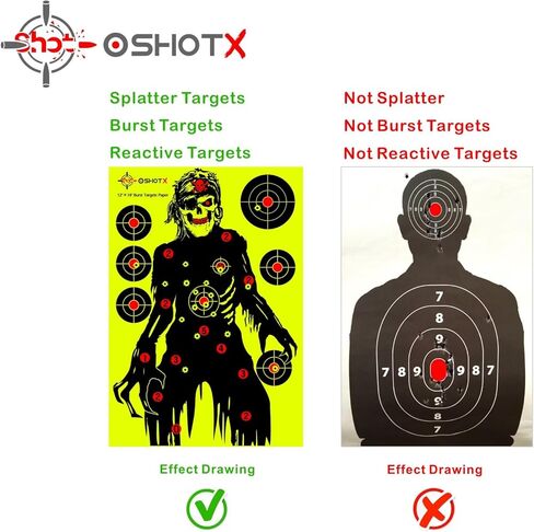 Shooting Targets Splatter - 12 x18 inch Reactive Self Adhesive Silhouette Target Paper for Range - Easily See Shots Burst Bright Fluorescent Points in Saudi Arabia