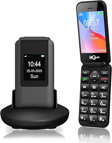 4G Unlocked Basic Flip Phone,Cell Phone for Seniors,2.8+1.5", SOS Button,Speed Dial,Large Fonts,Big Buttons,Bluetooth,Camera,Charging Dock,FM Radio,1400mAh Battery in Kuwait