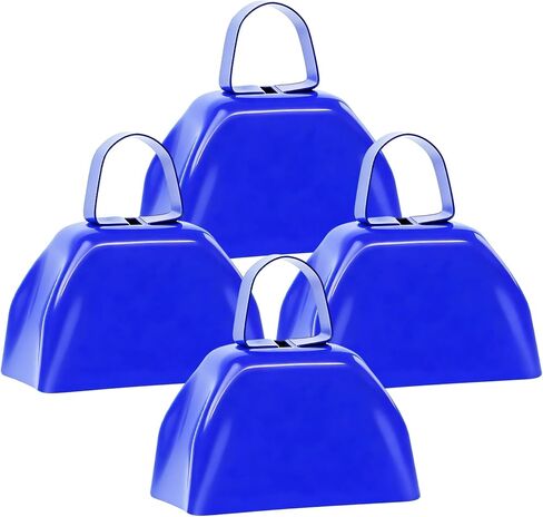 4 عبوات من أجراس البقر لألعاب كرة القدم، 3 بوصة من أجراس البقر الإيقاعية اليدوية صانعة الضوضاء للأحداث الرياضية، صانعة الضوضاء العالية، جرس بقرة معدني مع مقبض لتشجيع حفلات الزفاف والاحتفالات in Kuwait