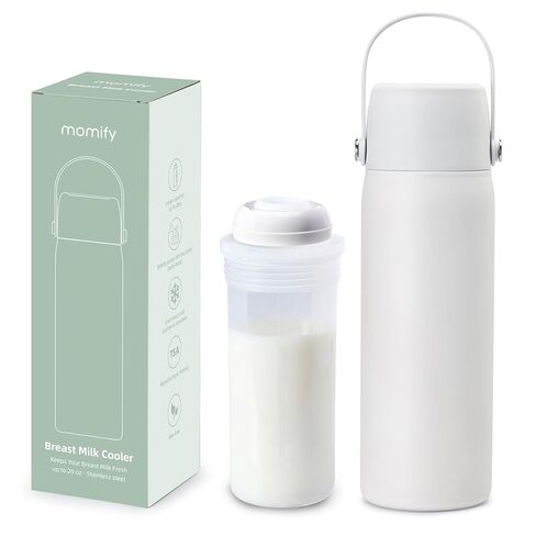 36-Hour Portable Breastmilk Storage Bottle, 20oz Vacuum Insulated Stainless Steel Breast Milk Cooler Bottle, TSA Approved Breast Milk Chiller for New Moms, Outdoor, Travel, Office​ - White in Saudi Arabia