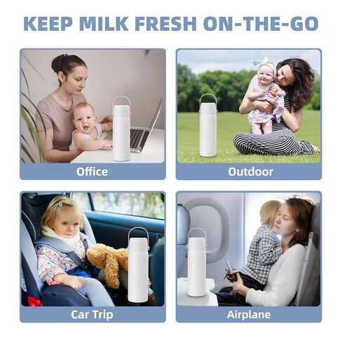 36-Hour Portable Breastmilk Storage Bottle, 20oz Vacuum Insulated Stainless Steel Breast Milk Cooler Bottle, TSA Approved Breast Milk Chiller for New Moms, Outdoor, Travel, Office​ - White in Saudi Arabia