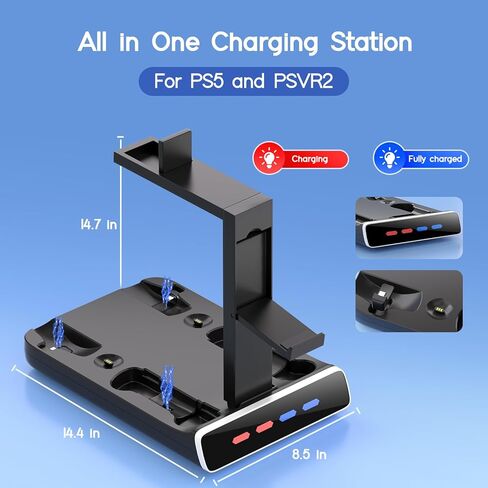 3-in-1 Controller Charging Dock for PSVR2 and PS5, VR Stand Display with LED Light, PS5 VR2 Storage Base Gaming Accessories, 4 Magnetic Clasp & Type-C Cable in Kuwait