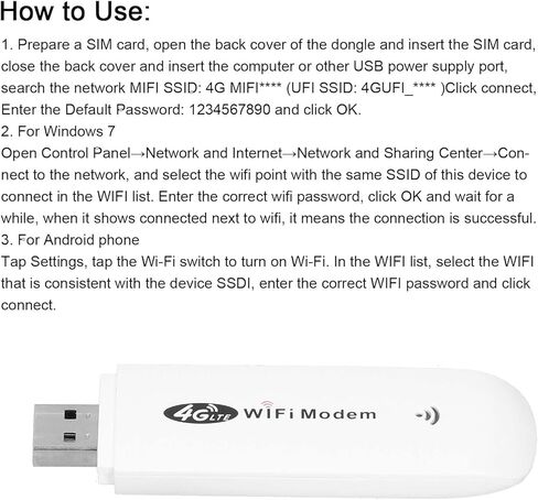 Drfeify 4G LTE WiFi Modem Dongle جهاز توجيه لاسلكي صغير مناسب لواي فاي السيارة مع فتحة بطاقة SIM، يدعم 150 ميجابايت في الثانية لنظام التشغيل WindowsAndroidLinux، مؤشر LED للمشاركة in Saudi Arabia