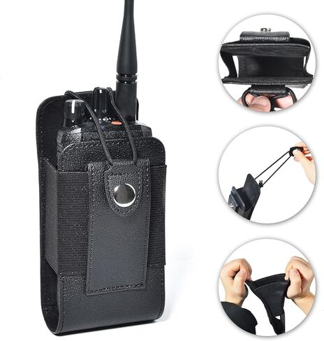 Universal Duty Belt Radio Holster Leather Walkie Talkie Pouch for Motorola Baofeng Midland Handheld Two Way Radio in Saudi Arabia
