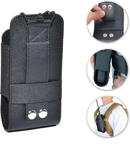 Universal Duty Belt Radio Holster Leather Walkie Talkie Pouch for Motorola Baofeng Midland Handheld Two Way Radio in Saudi Arabia