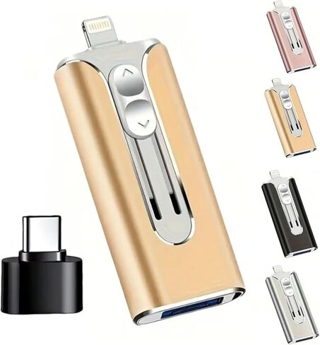 Flash Drive, 4-in-1 USB Flash Drive for Mobile Phones and Computers, 32-256GB, Micro USB + 8-pin + USB 3.0 Interface, Type-C Adapter, Compatible with Mobile Phones, Computers, and Other Devices in Saudi Arabia