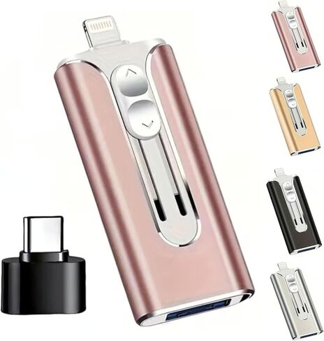 Flash Drive, 4-in-1 USB Flash Drive for Mobile Phones and Computers, 32-256GB, Micro USB + 8-pin + USB 3.0 Interface, Type-C Adapter, Compatible with Mobile Phones, Computers, and Other Devices in Saudi Arabia