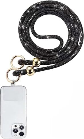 Crystal Phone Lanyard for Women Crossbody Phone Strap with Full Rhinestone Bling Anti-Theft Phone Neck Strap in Saudi Arabia
