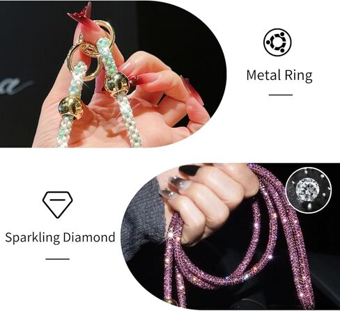 Crystal Phone Lanyard for Women Crossbody Phone Strap with Full Rhinestone Bling Anti-Theft Phone Neck Strap in Saudi Arabia