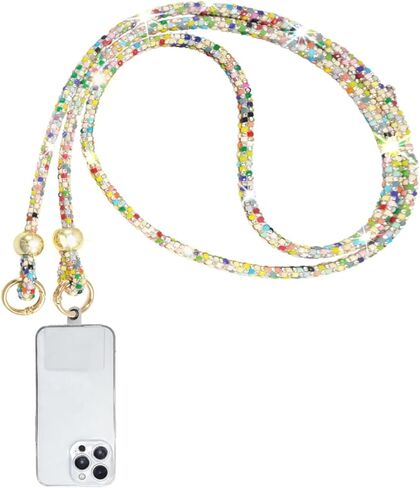 Crystal Phone Lanyard for Women Crossbody Phone Strap with Full Rhinestone Bling Anti-Theft Phone Neck Strap in Saudi Arabia