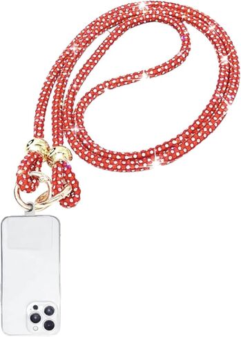 Crystal Phone Lanyard for Women Crossbody Phone Strap with Full Rhinestone Bling Anti-Theft Phone Neck Strap in Saudi Arabia