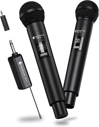 Wireless Microphone - Karaoke Microphone for Singing -Rechargeable Cordless Microphones with Dual-Channel Receiver - 240ft Range - Mic for Wedding, Speaking, Meeting and Parties in Saudi Arabia