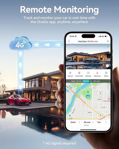 REDTIGER 4G LTE Dash Cam Front and Rear,Remote Live Stream, 30-Day Cloud Storage, 2.5K + 1080P, Emergency Alert, GPS, Built-in SIM (AT&T), Parking Monitor, 32GB Card & Hardwire Kit Included (VS10) in Saudi Arabia