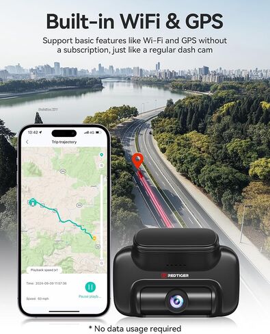 REDTIGER 4G LTE Dash Cam Front and Rear,Remote Live Stream, 30-Day Cloud Storage, 2.5K + 1080P, Emergency Alert, GPS, Built-in SIM (AT&T), Parking Monitor, 32GB Card & Hardwire Kit Included (VS10) in Saudi Arabia
