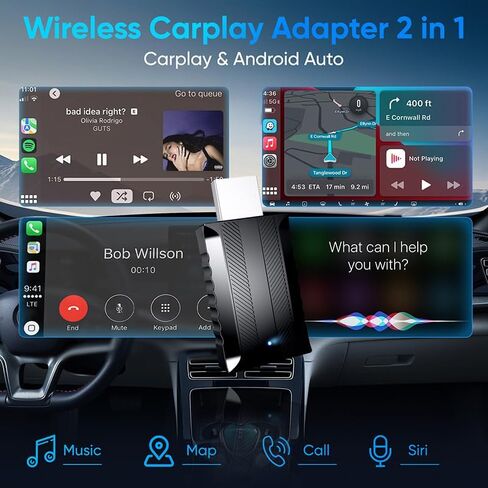 Wireless Carplay Adapter for iPhone, Wireless Adapter for Android Auto, 2-in-1 Mini USB Car Play Dongle for Car's Wired Car Play & Android Auto Plug & Play in Saudi Arabia