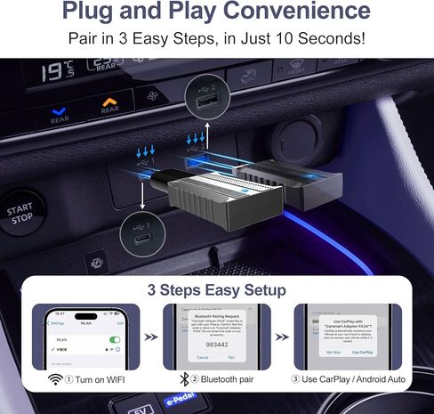 Wireless Carplay Adapter for iPhone, Wireless Adapter for Android Auto, 2-in-1 Mini USB Car Play Dongle for Car's Wired Car Play & Android Auto Plug & Play in Saudi Arabia