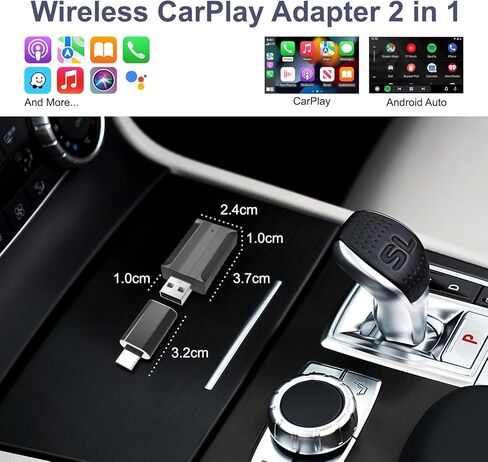 Wireless Carplay Adapter for iPhone, Wireless Adapter for Android Auto, 2-in-1 Mini USB Car Play Dongle for Car's Wired Car Play & Android Auto Plug & Play in Saudi Arabia
