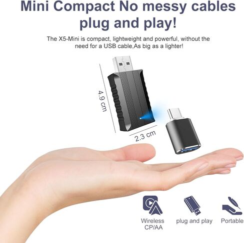 Wireless Carplay Adapter for iPhone, Wireless Adapter for Android Auto, 2-in-1 Mini USB Car Play Dongle for Car's Wired Car Play & Android Auto Plug & Play in Saudi Arabia