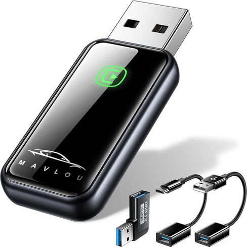 محول Carplay اللاسلكي لهاتف iPhone، أحدث ترقية Carplay Dongle، تحويل سريع ثابت سلكي إلى CarPlay لاسلكي، توصيل وتشغيل ترقية OTA، لهاتف iPhone iOS 10+ والسيارات مع CarPlay السلكي (أسود) in Kuwait