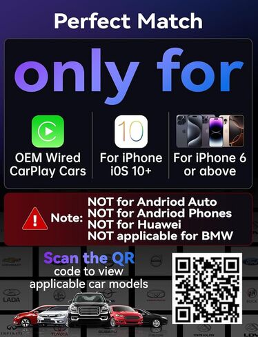 محول Carplay اللاسلكي لهاتف iPhone، أحدث ترقية Carplay Dongle، تحويل سريع ثابت سلكي إلى CarPlay لاسلكي، توصيل وتشغيل ترقية OTA، لهاتف iPhone iOS 10+ والسيارات مع CarPlay السلكي (أسود) in Kuwait