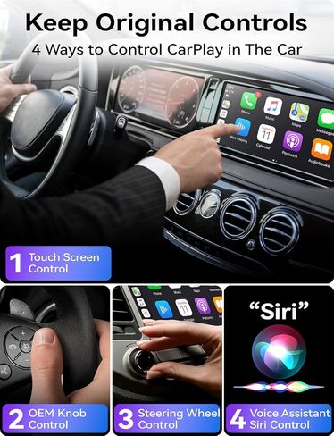 محول Carplay اللاسلكي لهاتف iPhone، أحدث ترقية Carplay Dongle، تحويل سريع ثابت سلكي إلى CarPlay لاسلكي، توصيل وتشغيل ترقية OTA، لهاتف iPhone iOS 10+ والسيارات مع CarPlay السلكي (أسود) in Kuwait