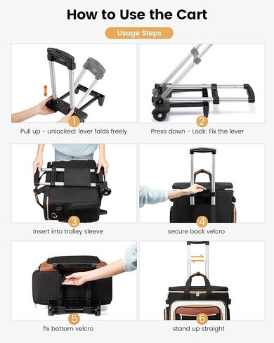 LOVEVOOK Rolling Teacher Bag with Detachable Dolly and Laptop Compartment, Large Rolling Tote Bag fits for 17.3" Laptop for Teacher Office Work Craft Nurse, Quilted-Black-beige-brown in Kuwait